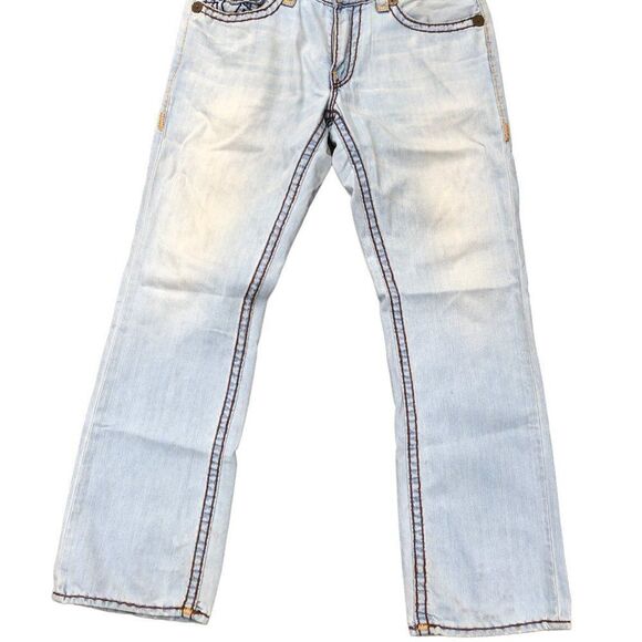 Vintage True Religion Jeans Size 36 RICKY SUPER T Blue RARE BROWN STITCH - Picture 5 of 12